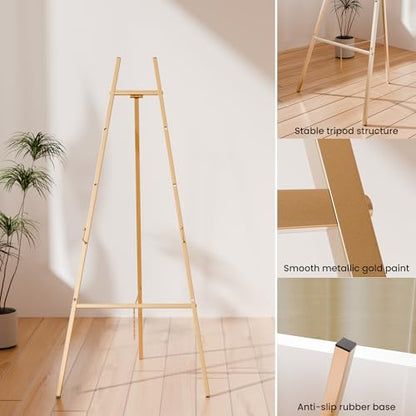 Gold Easel Stand for Sign, Heavy Duty Easel, 4-Tier Adjustable Art Easel for Painting, Wedding Sign 1pc