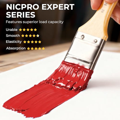 Nicpro 26pcs Paint Brush Set, Professional Paintbrushes with Palette Knife and Cloth Roll, Artist Paint Brushes for Acrylic Painting, Oil, Watercolor & Gouache, Adults Art Painting Tools Supplies - color: Burlywood