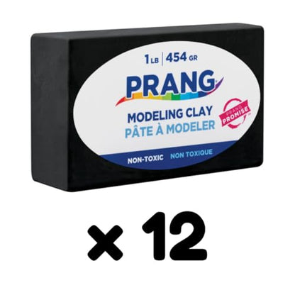 Prang Modeling Clay, Black, 1 lb. Block, Case of 12 Blocks, 192 oz. Total | Pliable, Non-Hardening, Non-Staining, Easy Clean-Up, Perfect for Preschool and Elementary Aged Children - color: Black, size: 1 lb. (Pack of 12)