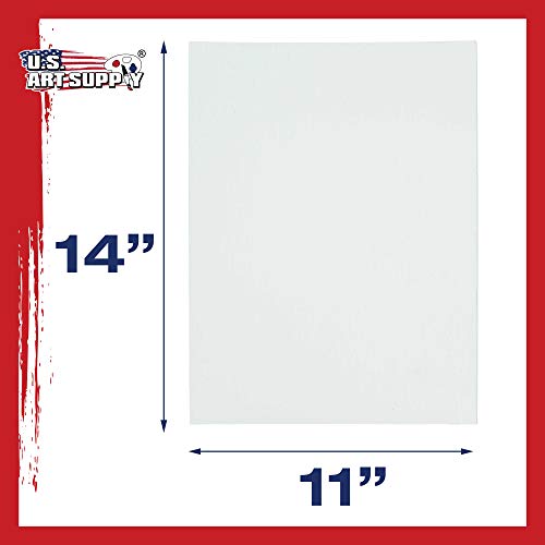 U.S. Art Supply 11 X 14 Inch Art Canvas Board Panels 12 Pack - 8 Ounce Heavyweight Cotton Acid Free Canvases for Painting Acrylics and Watercolor (1 Case of 12 Single Canvas Painting Panels) - size: 11" x 14"