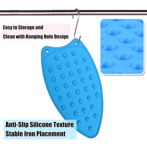 LeLehome Silicone Iron Rest Pad for Ironing Board Hot Heat Resistant Steam Compact Mat Anti-Slip Home Tools Kitchen Pot Tableware Mat Placemat, Blue - color: Blue