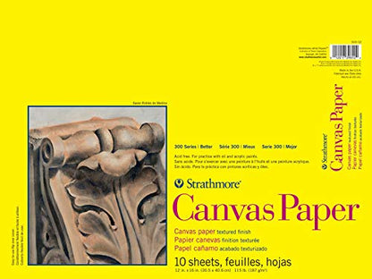 Strathmore 300 Series Canvas Paper Pad, Glue Bound, 12x16 inches, 10 Sheets & 300 Series Canvas Paper Pad, Glue Bound, 9x12 inches, 10 Sheets (115lb/187g)