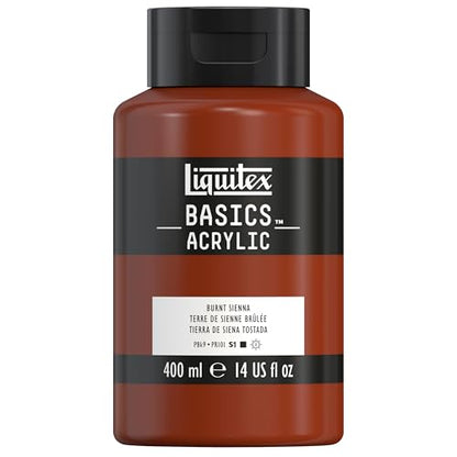 Liquitex BASICS Acrylic Paint, 400ml (13.5-oz) Bottle, Burnt Sienna - color: Burnt Sienna, size: 13.5 Fl Oz (Pack of 1)