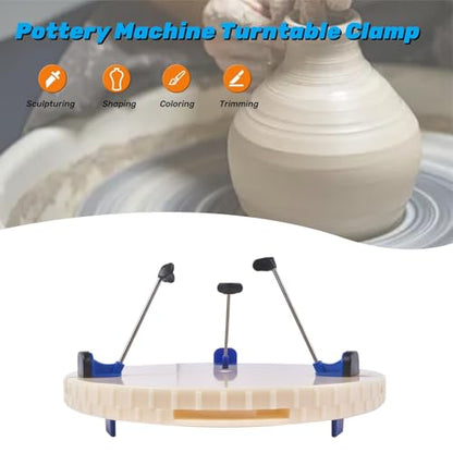 Pottery Machine Turntable Clamp, Portable Pottery Centering Tool, Adjustable Ceramic Art Repair Tool, Ceramic Pottery Trimming Turntable Tools Sculpting Clamp Repair Tools Mixizap