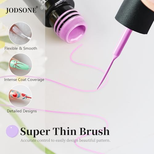 JODSONE Gel Polish Nail Art Gel Liner Set 20 Colors Red Pink Blue Purple with Thin Brush Need U V Lamp Cured Gift for Girls at Home Salon Design - color: LB01-LB20