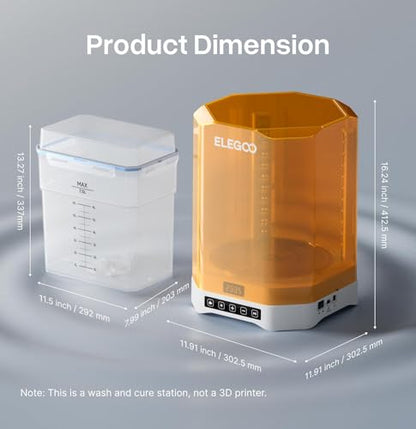 ELEGOO Mercury Plus V3.0 Wash and Cure Station, 7.5 L Large Capacity, Compatible with Mars Saturn Photon Halot MSLA LCD DLP 3D Printers, Washing Size of 9.05"×5.31”×10.24“ - style: Mercury Plus V3.0-XL