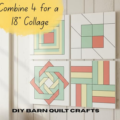9" Barn Quilt Kit Set 4 | Patch Star, Aztec, Swoon, Starburst | Paintable unfinished wood quilt blocks for DIY party crafts, farmhouse wall art, quilting decor, and handmade gifts. - size: 9 inches (set of 4), style: Butterfly, Patchwork Star, Dresden Flo