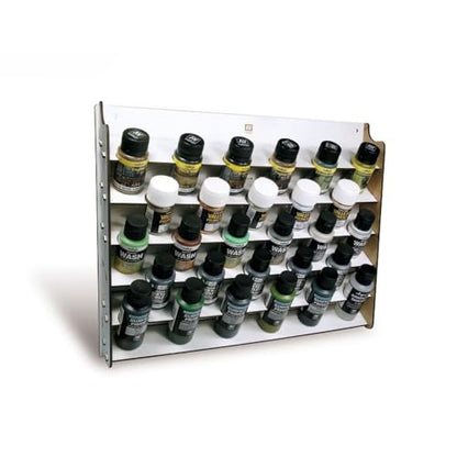 Vallejo - Wall Mounted Paint Organizer Rack for Organization of Acrylic Paints for Minuature Painting, Holds up to 28 Bottles of 35 ml (1.18 fl.oz.), 40 ml (1.35 fl.oz) or 60 ml (2.02 fl.oz.) - style: Wall Mounted Paint Display for 35 ml (1.08 fl.oz.)/60