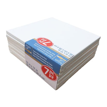 Artist's Loft 7 Count 12” x 12” Super Value Canvas Necessities - Acid Free Cotton Canvas for Paint, Acrylic, & Oils - 1 Pack - size: 12 x 12 inches