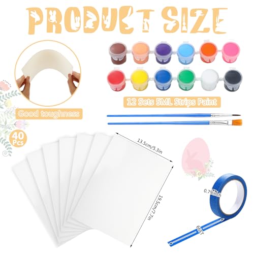 Tinlade 40 Pack Tape Resist Cross Crafts for Kids Easy Crafts for Kids Cross on Paper to Paint Kit Watercolor Paper with Masking Tape Brushes Religious Bible Vbs Sunday School Craft