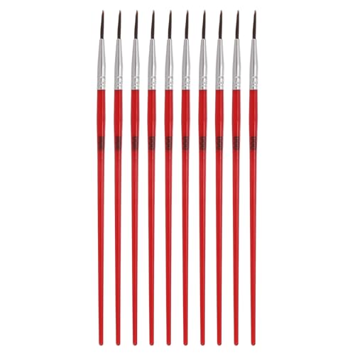 MECCANIXITY 10Pcs Fine Pointed Miniature Paint Brushes, Small Detail Paint Brush for Acrylic Watercolor Oil Model Painting Crafts Rock Painting and DIY Art(Red #000) - color: Red, size: #000