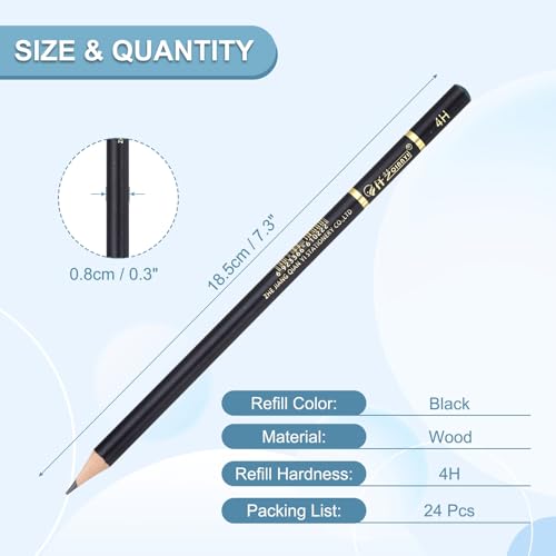 PATIKIL 24Pcs Drawing Pencils for Sketching, 4H Refill Sketch Pencils for Drawing, Graphite Art Pencil Set Professional Resistant Lead for Painting Shading Artist Office Supplies - size: 4H