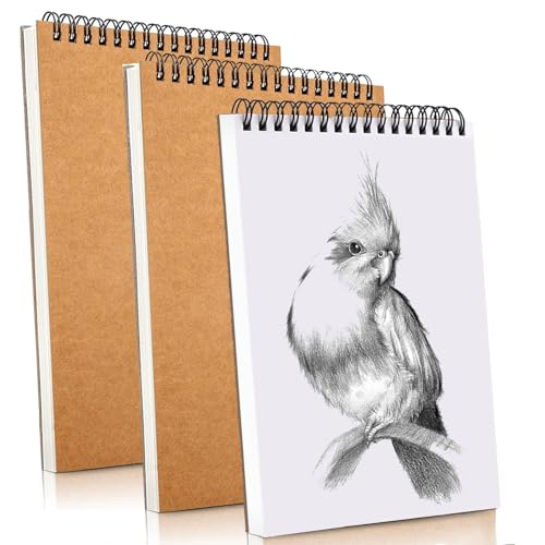 Mixed Media Sketch Pad,5.5" x 8.5" Spiral Bound (98lb/160gsm), 90 Sheets, Pack of 3, Durable Acid Free Sketchbook Hardcover Sketchbook, for Wet and Dry Media, Drawing, Painting (3 Pack- 5.5"X8.5") - color: 3 Pack- 5.5"X8.5"