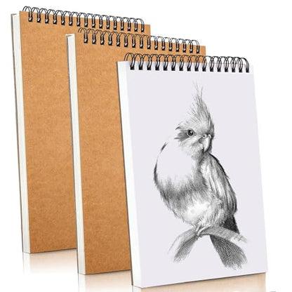 Mixed Media Sketch Pad,5.5" x 8.5" Spiral Bound (98lb/160gsm), 90 Sheets, Pack of 3, Durable Acid Free Sketchbook Hardcover Sketchbook, for Wet and Dry Media, Drawing, Painting (3 Pack- 5.5"X8.5") - color: 3 Pack- 5.5"X8.5"