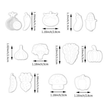 Xaekicr 13 Pcs Vegetable Polymer Clay Cutters - Miniature Food Shape Jewelry Making Tools for Earrings, Charms & DIY Crafts, Soft Clay Molds - color: 2G color