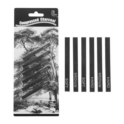 TEHAUX 6Pcs Sketch carbon square bars vine suits art charcoal sticks dark charcoal sticks Compressed Sticks Charcoal Rods compression suite pencil graffiti stick set