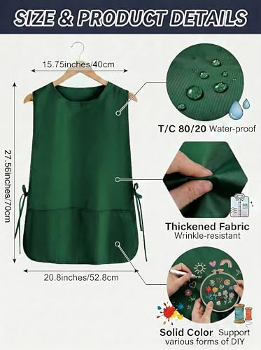 TFTAFAN Cobbler Apron Unisex Waterproof Apron with 2 Deep Pockets Art Smock for Painting Cleaning Artiest Apron work kitchen - color: Green