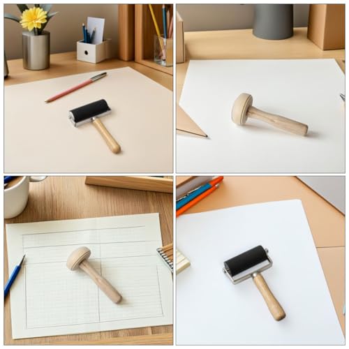 YARNOW 5pcs Printmaking Tool Set with Rubber Ink Rollers, Wooden Mushroom and Brayers for DIY Art Craft Stamping and Relief Printing