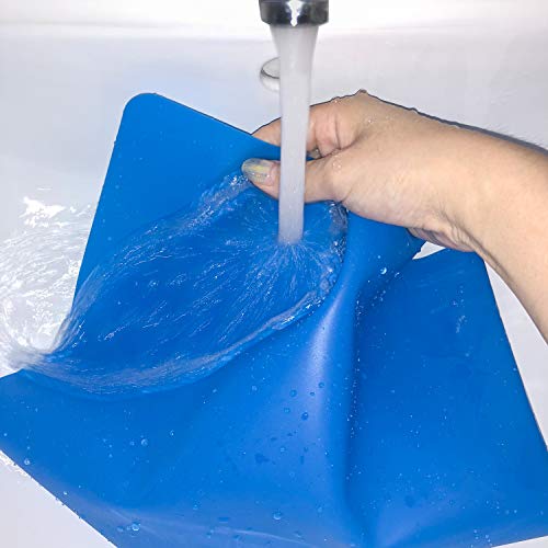 Silicone Baking Mats for Dough Rolling Pastry Fondant Mat Large Nonstick and Nonslip, Countertop Protector, Dining Table Mat and Placemat 20'' by 16''(Blue 2 Pack) - color: Blue 2 Pack