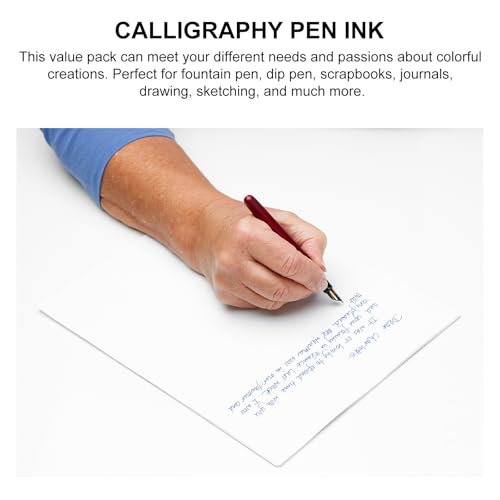 NUOBESTY 10 Bottles Fountain Pen Ink Non-Clogging Non-Carbon Dye Ink with Good Fluidity for Dip Pens and Calligraphy Drawing Desk Decoration