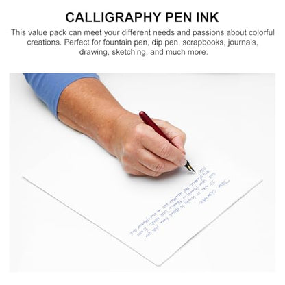 10 Bottles Non-Carbon Calligraphy Pen Ink for Dip Pens and Scrapbooks, Quick-Drying Dye-Based Ink with High Permeability, Suitable for Special Occasions and Sketching