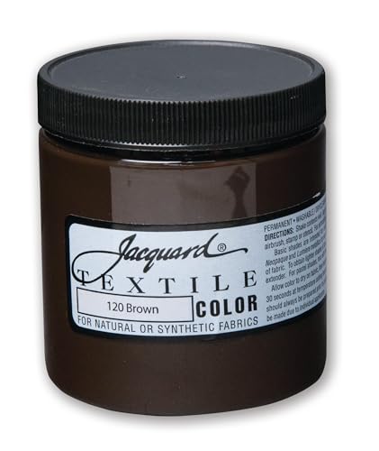 Jacquard Textile Color Brown - Permanent Fabric Paint for Clothes, Furniture Upholstery, Shoes or Tote Bags – Indoor & Outdoor 8 Oz Jar, Upholstery - color: Brown, size: 8 Fl Oz (Pack of 1)
