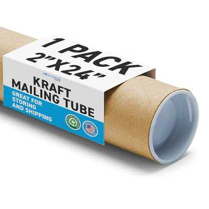 MagicWater Supply Mailing Tube - 2 in x 24 in - Kraft - 1 Pack - for Shipping and Storage of Posters, Arts, Crafts, and Documents - size: 1 Pack