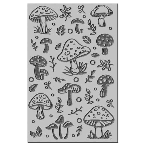 CHGCRAFT Mushrooms Polymer Clay Texture Sheets Leaves Plant Texture Mat Rubber Clay Texture Mat Clay Modeling Pattern Pad Texture Sheets for Earrings Jewelry Making - style: Mushrooms