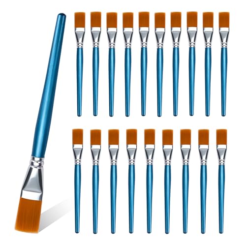 JEAWIWI 20 PCS Acrylic Paint Brushes Set, Flat Artist Paintbrushes 30mm, Oil Watercolor Face Paint Brushes for Rock, Face Art, Canvas, Body, Blue - size: 20 PCS