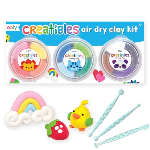 Ooly Air Dry Clay for Kids, 12 Colors Modeling Clay with 3 Shaping Tools, Play Dough Gifts for Kids, Craft Supplies - Creatibles - style: 12 Colors Complete Set