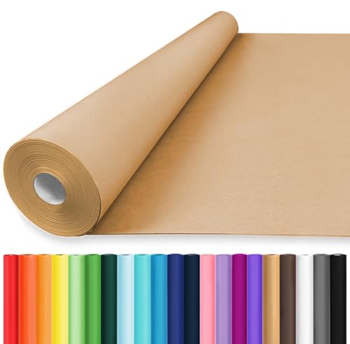 Vanhench 48"x 2400" (200') Brown Jumbo Roll Wrapping Paper, Kraft Craft Paper Roll for Bulletin Board Kids Arts Crafts Packing Shipping Poster Construction, Thanksgiving Christmas Wrapping Paper - color: Brown, size: 48" X 200'