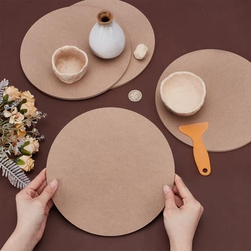 UNICRAFTALE 4Pcs Flat Round Pottery Wheel Bat Ceramic Drying Slab 23.5cm Clay Board Sculpture Base Clay Tool for Pottery Wheel Portable Clay Wedging Board for Clay Crafts Arts Ceramics Pottery Tools - size: 23.5cm in diameter