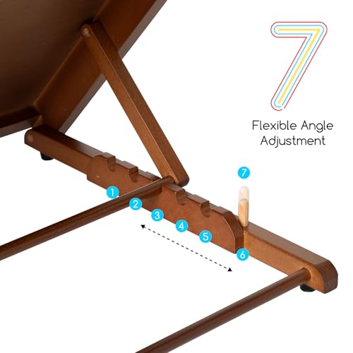 MEEDEN PRO A3 Tabletop Easel with Page Clips, 2 in 1 Versatile Drawing Board for Painting & Book Stand for Reading, 7-Position Adjustable Desktop Easel with Rubber Bands, Foldable Cookbook Holder