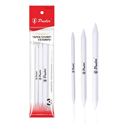 Pasler Artist Blending Paper Stumps and Tortillion Art Blenders - Pencil, Charcoal, Graphite, Colored Pencils, Pack of 3 - (125mm, 135mm, 150mm)