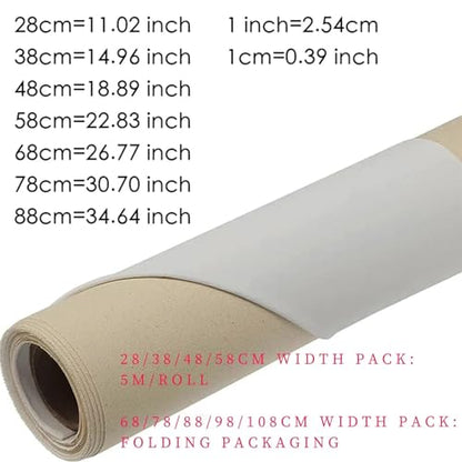 Cotton Canvas Roll, Primed Linen Canvas Roll 0.28-1.08m Wide 5m Long for Acrylic and Oil Painting(Linen 0.88M X 5M) - color: Linen 0.88M X 5M