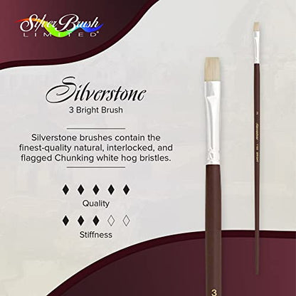 Silver Brush 1102-3 Silverstone Excellent Long Handle Hog Bristle Brush, Bright, Size 3 - size: Size 3