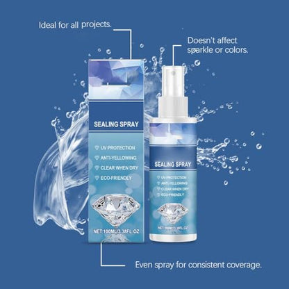 Diamond Art Sealer Spray, Fast Drying Permanent Glue for DIY Diamond Art Painting, Anti-Yellowing Clear Finish Sealing Spray, Long-Lasting Clear Coat for Canvas & Resin Diamonds Arts,100ml (1pcs)