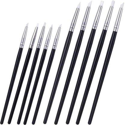 SmallCat 10 Pcs Silicone Paint Brushes, Flexible Clay Carving Tools, Professional Sculpting Tools for Handicraft Pottery Artwork Shaping Carving DIY- White (3mm+5mm) - color: White, 10 Pcs