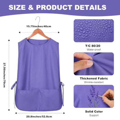 TFTAFAN Cobbler Apron Unisex Waterproof Apron with 2 Deep Pockets Art Smock for Painting Cleaning Artiest Apron work kitchen - color: Purple