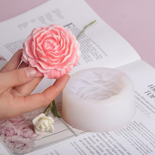 2PCS Peony Rose Flower Candle Molds Silicone for Candle Soap Resin Clay Making Kit