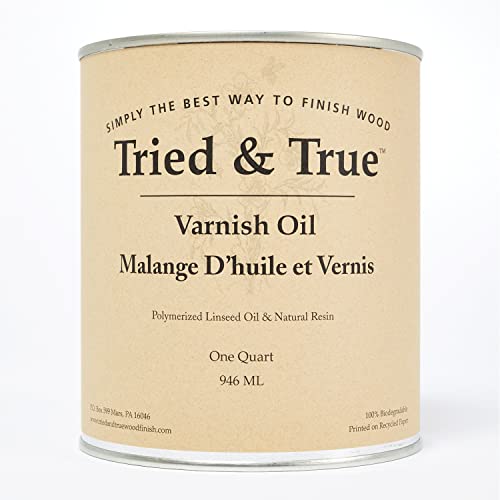 Tried & True Superior Varnish Oil Wood Finish, Quart - Natural Pine Resin & Linseed Oil, Ideal for Interior Furniture, Tables, Countertops - Non-Toxic, Scratch Resistant & Durable - size: Quart
