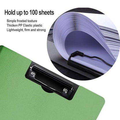 2 Pack Foldable Clipboards, A4 Office Clipboard Folder with Double Metal Clips, 360 Degree Foldable Binder Clipboard with Pen Holder, File Cover Work Folder Clipboards, Green - style: 2Pack- Green
