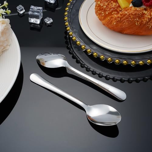 60 PCS Dinner Spoons Set - Windsor Stainless Steel Dinner Spoon 7.1 Inch with Dishwasher Safe Dessert Spoons, Metal Dessert Spoon, Silverware for Home, Kitchen or Restaurant - size: 60-piece Dinner Spoon
