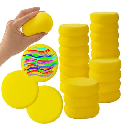 30 Pack Round Painting Sponge 2.9 inch Artist Sponges Yellow Ceramic Sponges Watercolor Synthetic Sponge Clay Sponge Face Painting Sponges - size: 30pcs-2.9inch