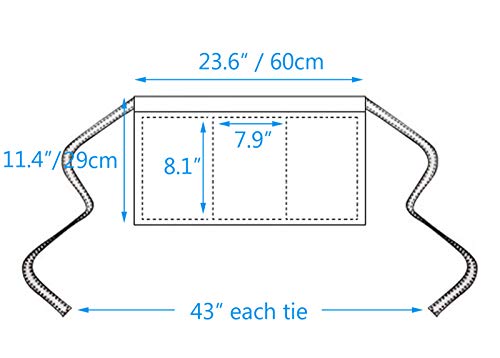 BOHARERS Waist Apron with 3 Pockets 6 Pack - Black Waitress Server Short Apron - color: B-6 Pack Black