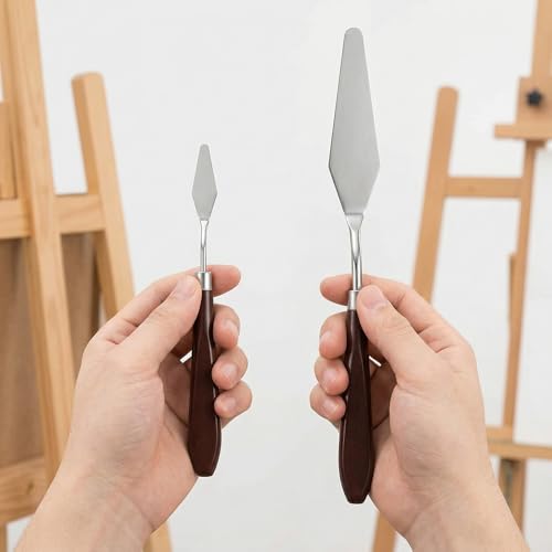 5pcs Palette Knife Painting Stainless Steel Spatula Wood Handle | Oil Paint Knives, for Oil Painting, Acrylic Painting, Paint Mixing, Texture Art, Canvas and Artist Use