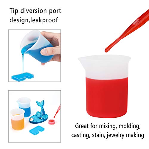 Gartful 250ml & 100ml Silicone Measuring Cups, Silicone Mixing Cups for Epoxy, Resin Arts, Glue, Jewelry Casting Molds, Acrylic Paint Pouring, Cup Making, Waxing, Crafts, Nonstick Reusable, Set of 6 - size: Large-250ml*2+100ml*4