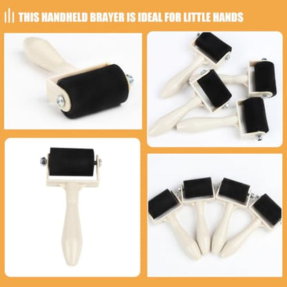 QUMIIRITY Rubber Roller for Art 10pcs Ink Applicator Oil Painting Roller Printmaking Tool for Crafting and Gel Printing