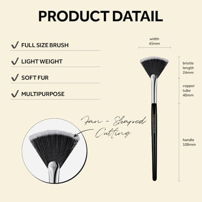 STUDIO17 Small Fan Brush | Professional Makeup Brush with Premium Synthetic Bristles | Flawless Korean Makeup Brush Designed by Artists.