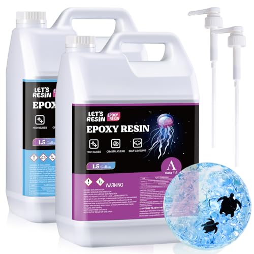 LET'S RESIN EPOXY RESIN 3 Gallon Epoxy Resin with Pumps, Bubble Free & High-Gloss Epoxy Kit, Crystal Clear Resin and Hardener for DIY Art, Molds Casting,Craft - size: 3 gallon